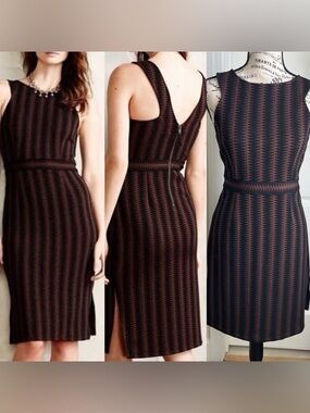 Anthropologie Maeve Textured Sleeveless Meridian Midi Dress Dress Brown Sz SP